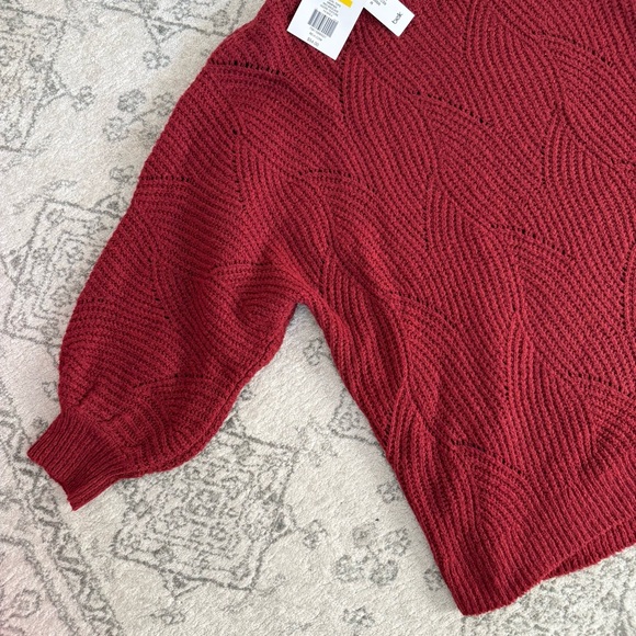 NWT Belk Rich Burgundy mock neck Sweater with half sleeves - Picture 2 of 5